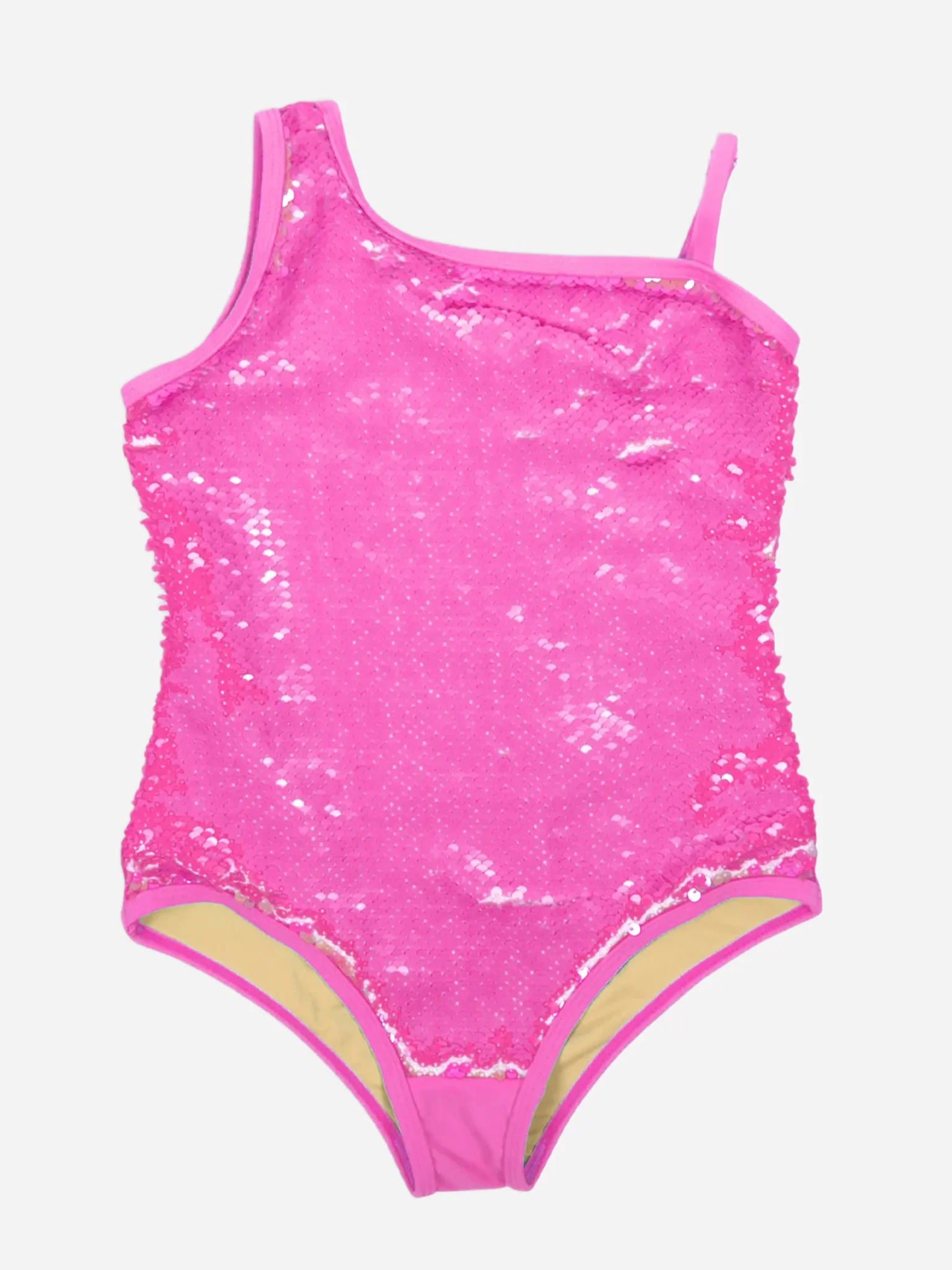 Girl s Sequin One Shoulder One Piece Swimsuit